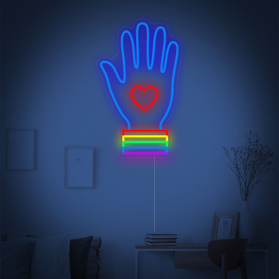 "Regenbogenflagge Lgbt-Stolz Einzigartig, Hand" Neonschrift