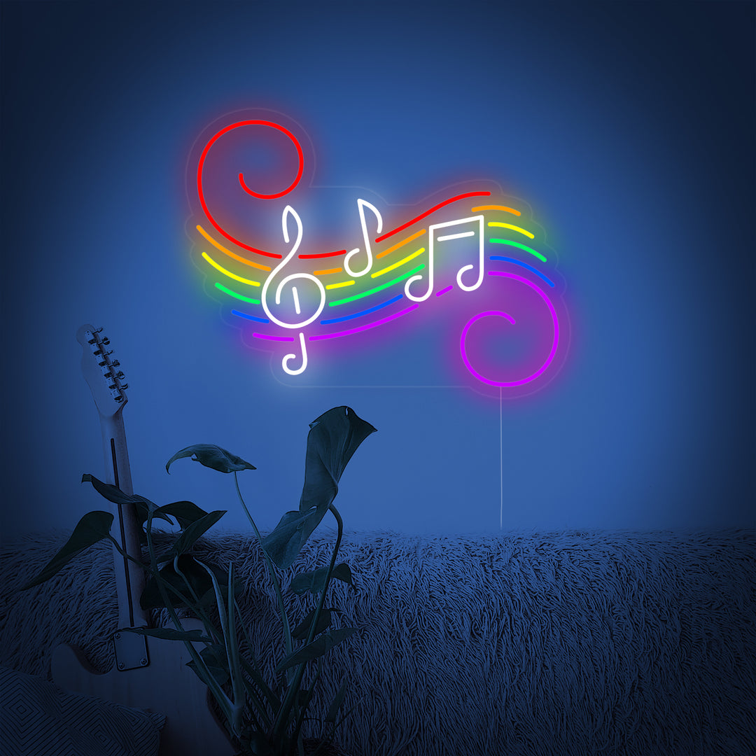 "Regenbogenflagge Lgbt-Stolz Einzigartig, Musiknoten" Neonschrift