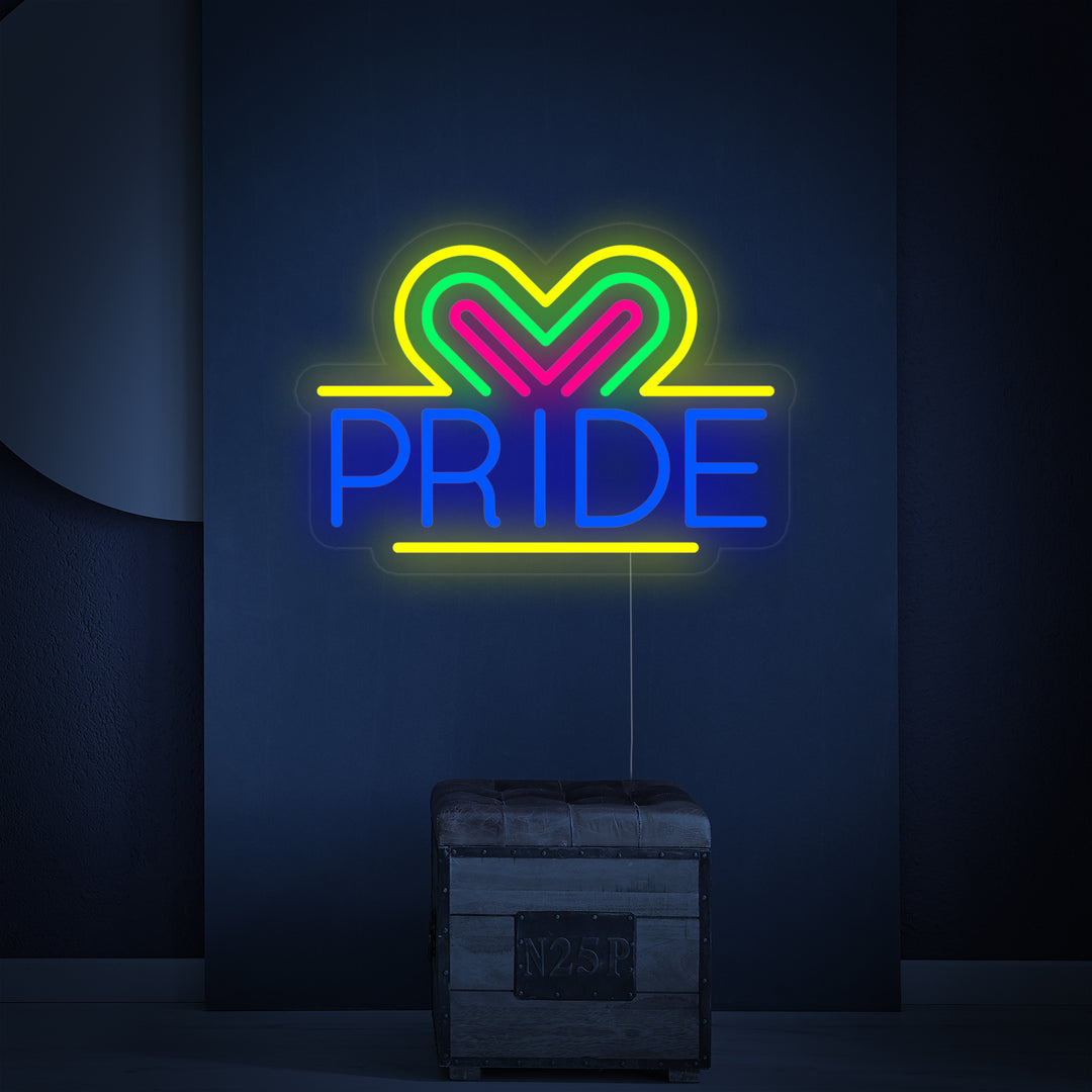 "LGBT, PRIDE, Herzen" Neonschrift