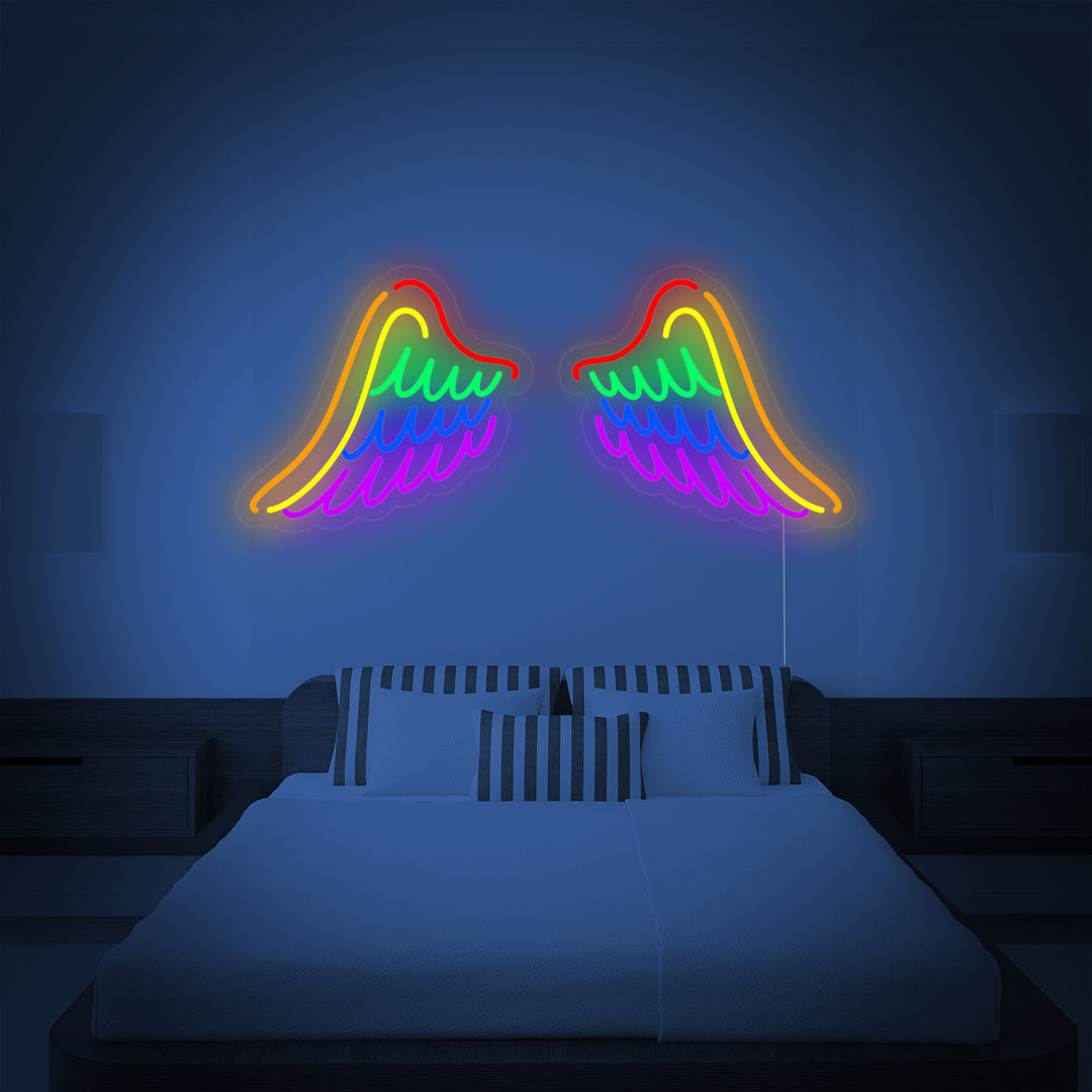 "Regenbogenflagge Lgbt-Stolz Einzigartig, Flügel" Neonschrift