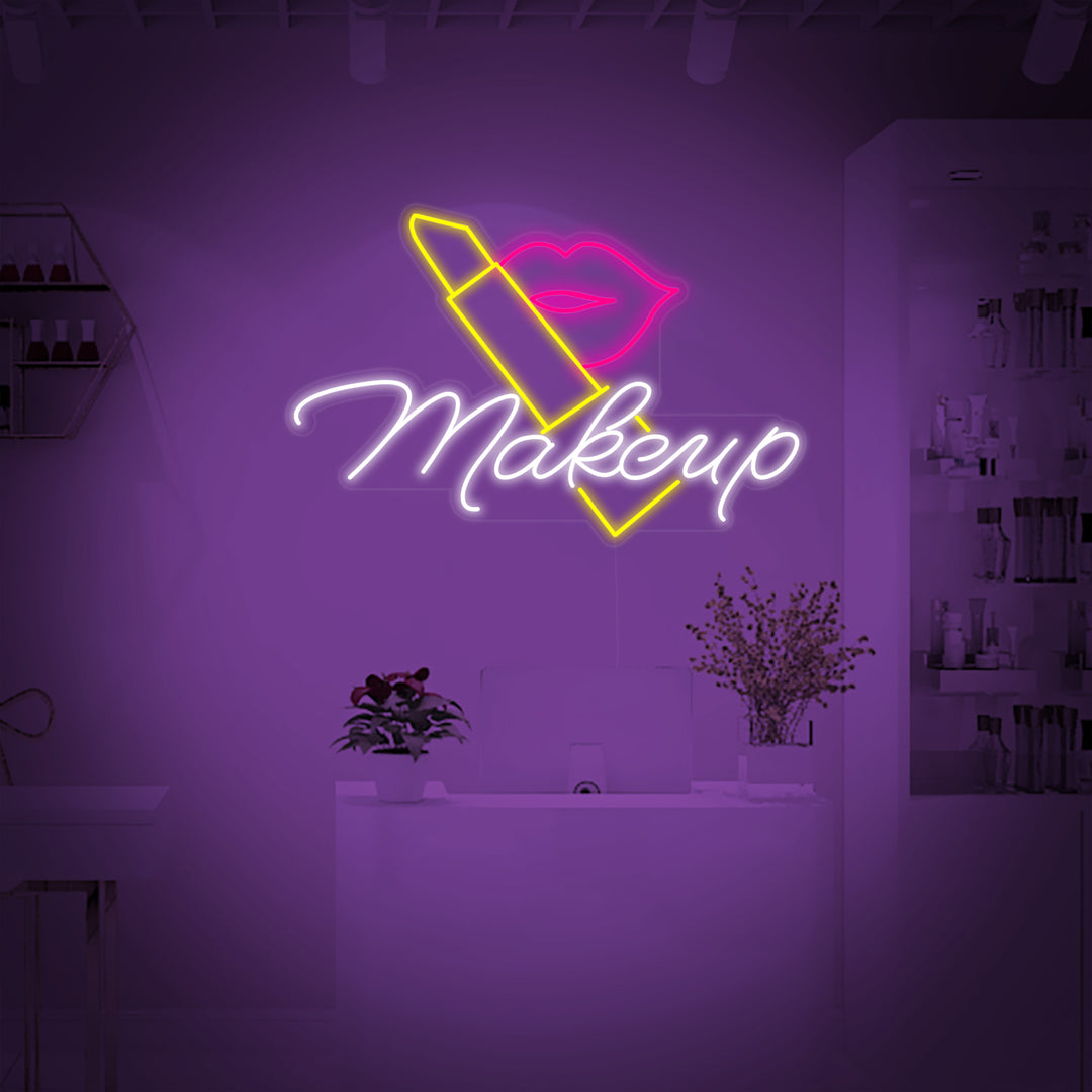 "Make up, Lippenstift" Neonschrift