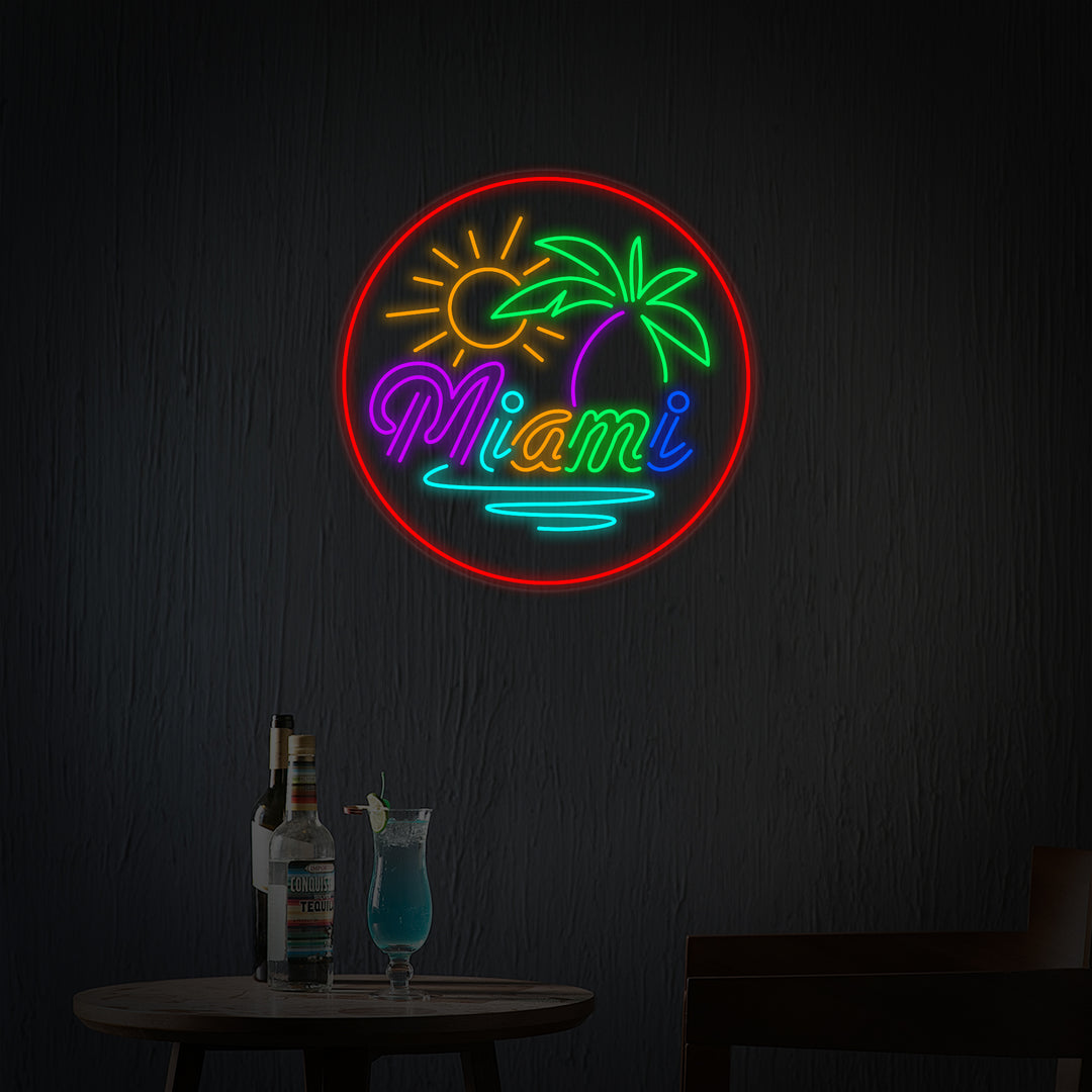 "Miami Florida Strandbar" Neonschrift