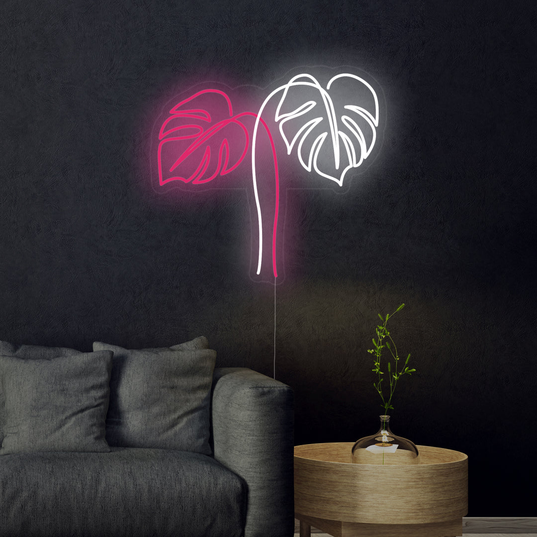"Monstera Blätter" Neonschrift