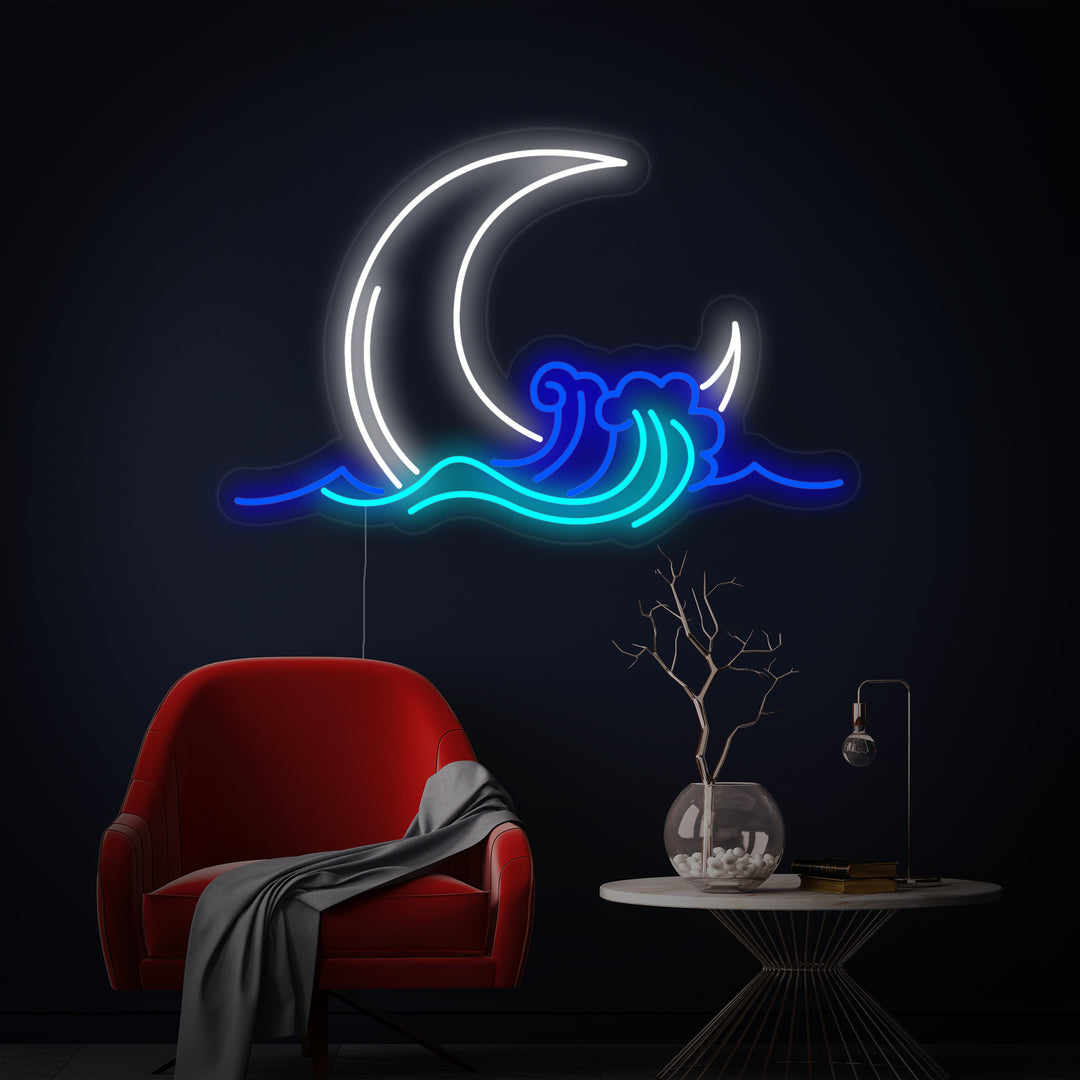 "Mondaufgang Und Welle" Neonschrift