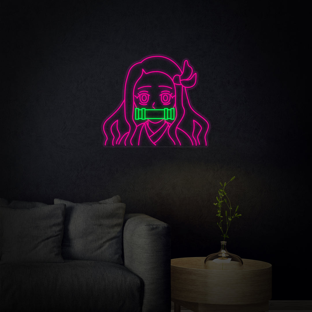 "Nezuko Anime" Neonschrift