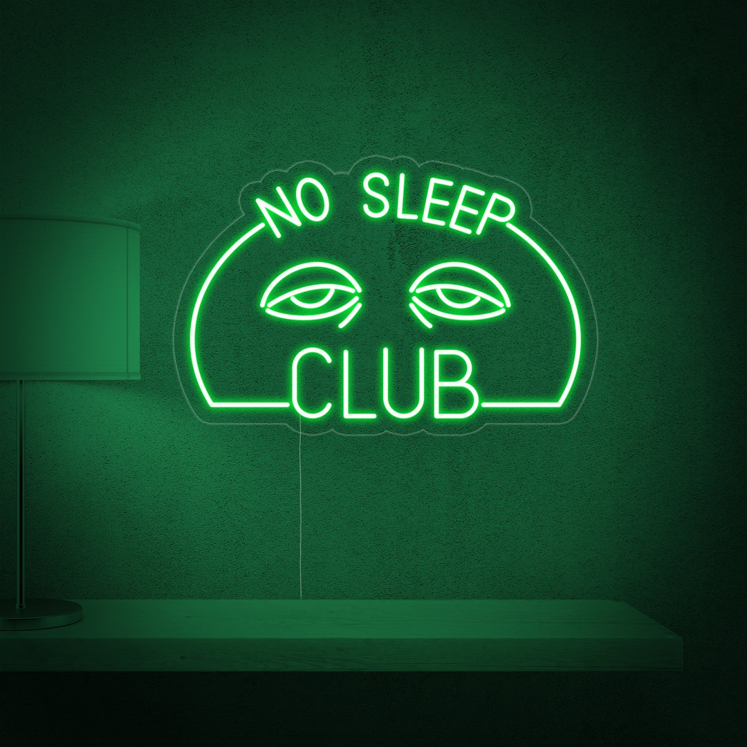 "No Sleep Club" Neonschrift