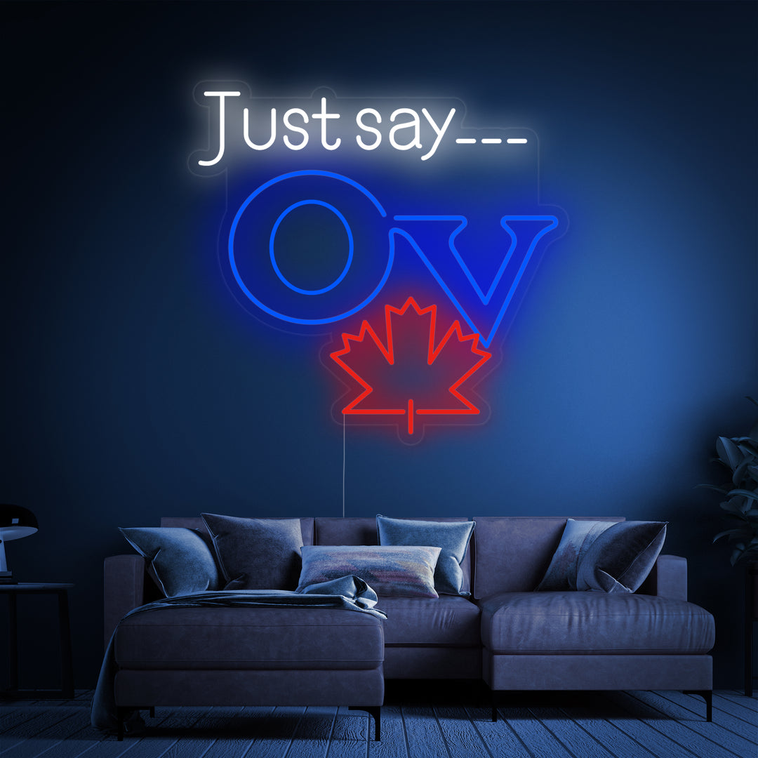 "Just Say OV, Old Vienna Bier" Neonschrift