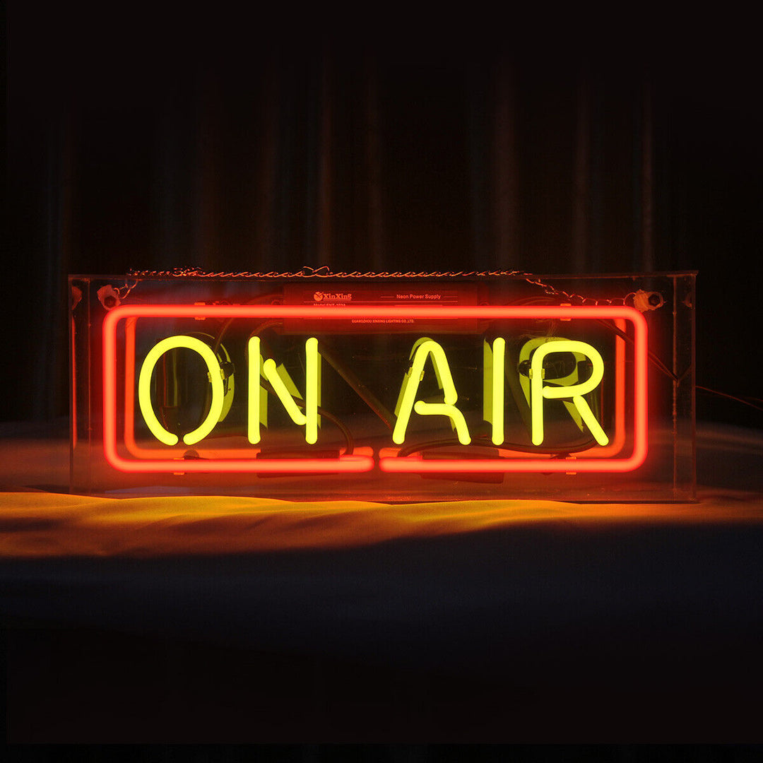 "On Air" Acrylbox Neonschrift, Glas Neonschrift, Tisch Neonschrift