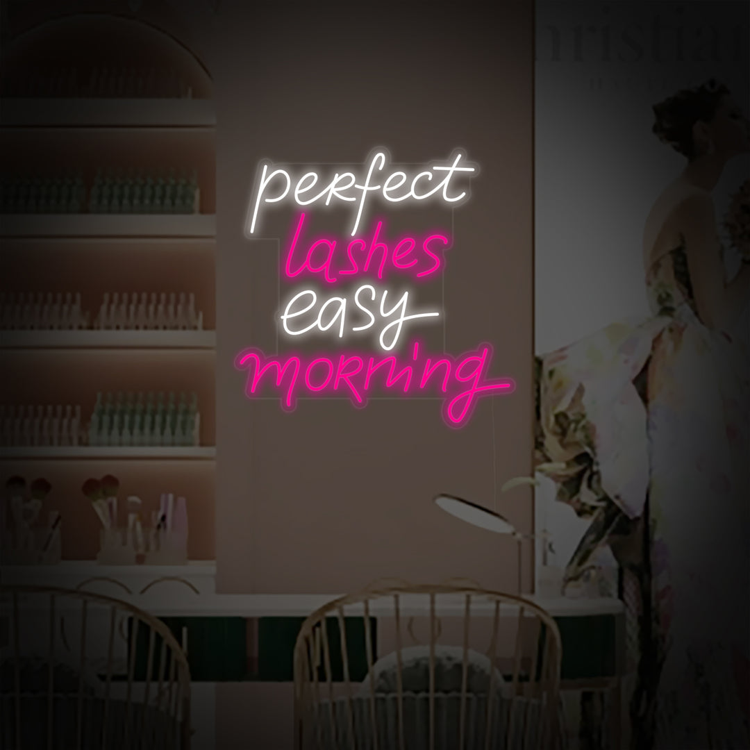 "Perfect Lashes Easy Morning" Neonschrift
