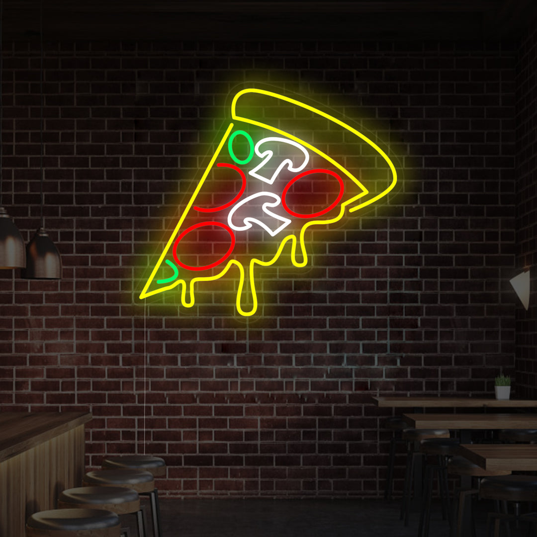"Tropfende Pizza" Neonschrift, Pizza Leuchtreklame, Pizza Leuchtschild