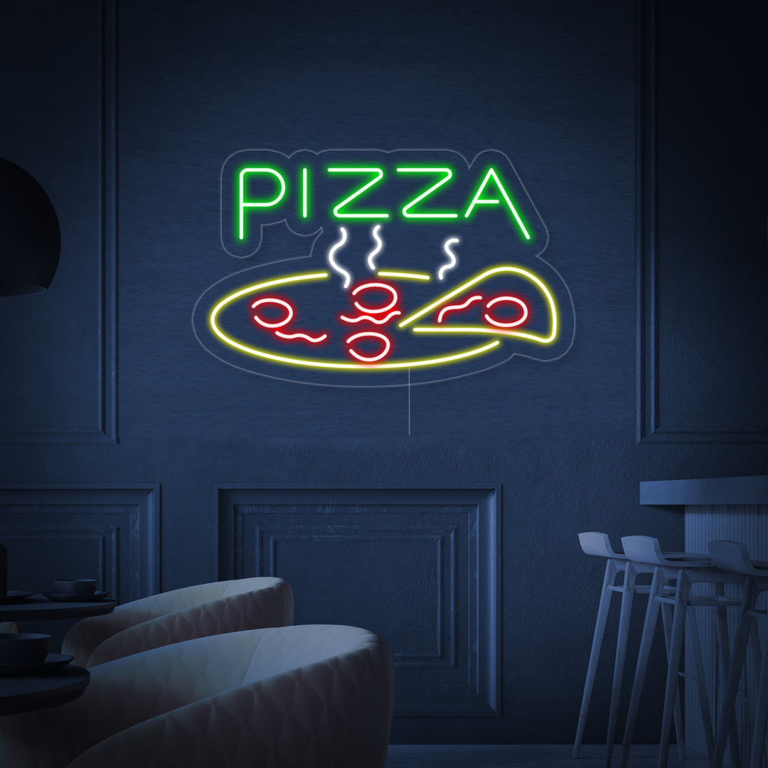 "Pizza, Lebensmittel, Restaurantschild" Neonschrift, Pizza Leuchtreklame, Pizza Leuchtschild