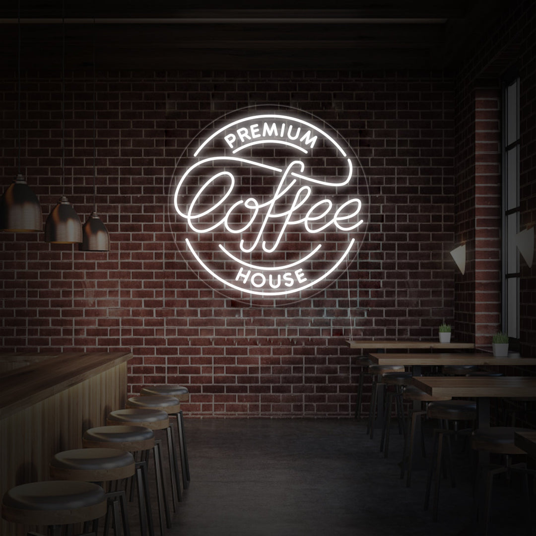 "Premium Coffee House" Neonschrift
