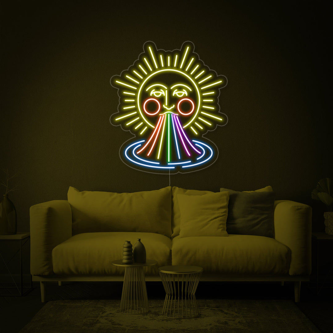 "Regenbogen Sonne" Neonschrift