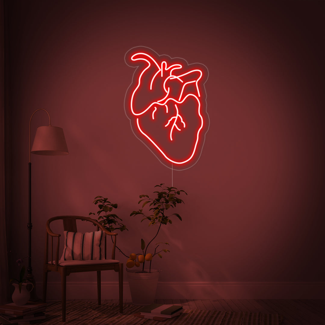 "Tatsächliches Herz" Neonschrift
