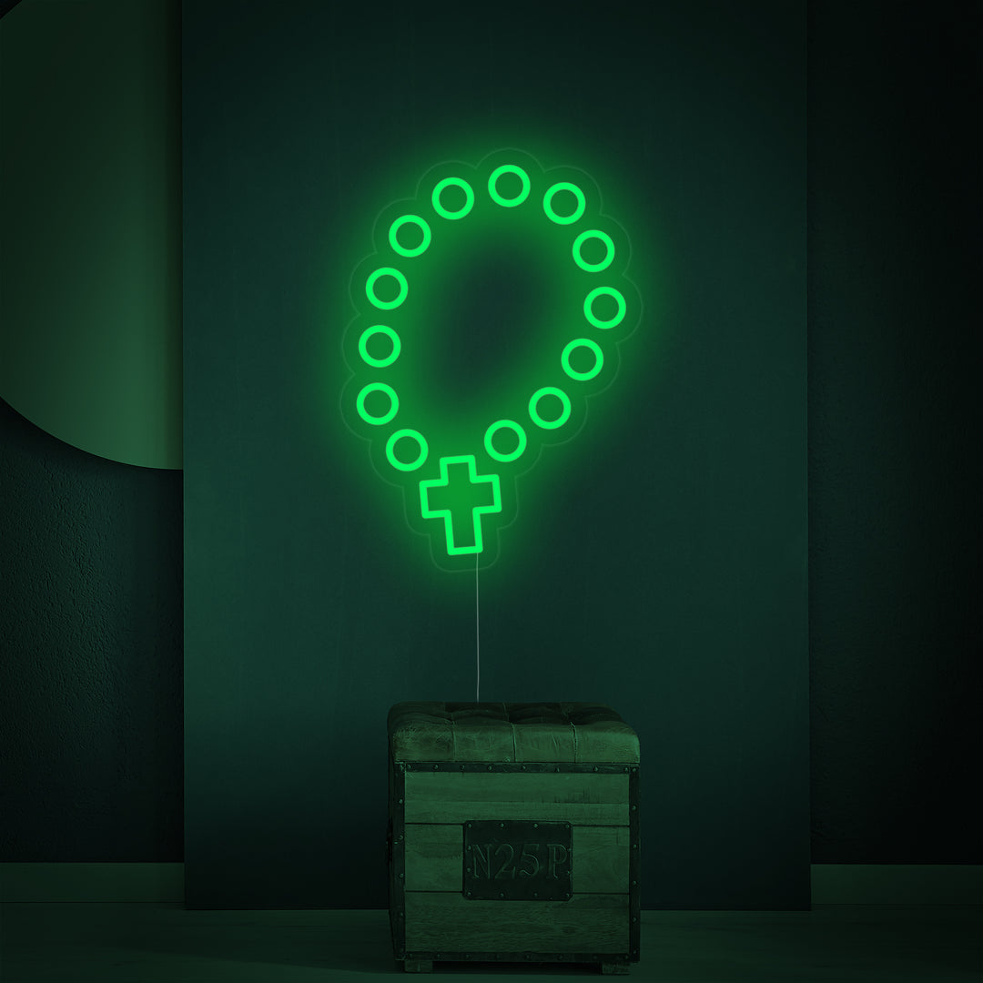 "Rosenkranz Perlen" Neonschrift