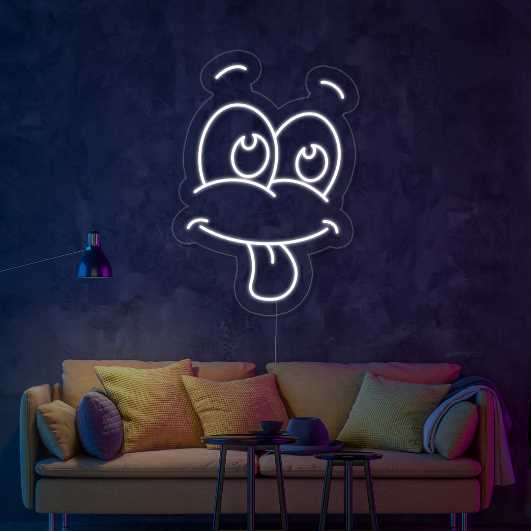 "Dumm, Hund" Neonschrift