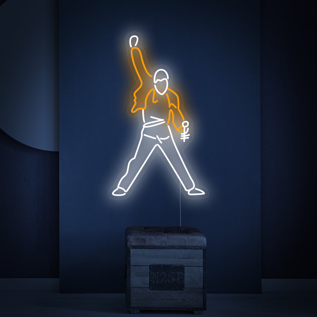 "Singender Mann Kunst Musik" Neonschrift