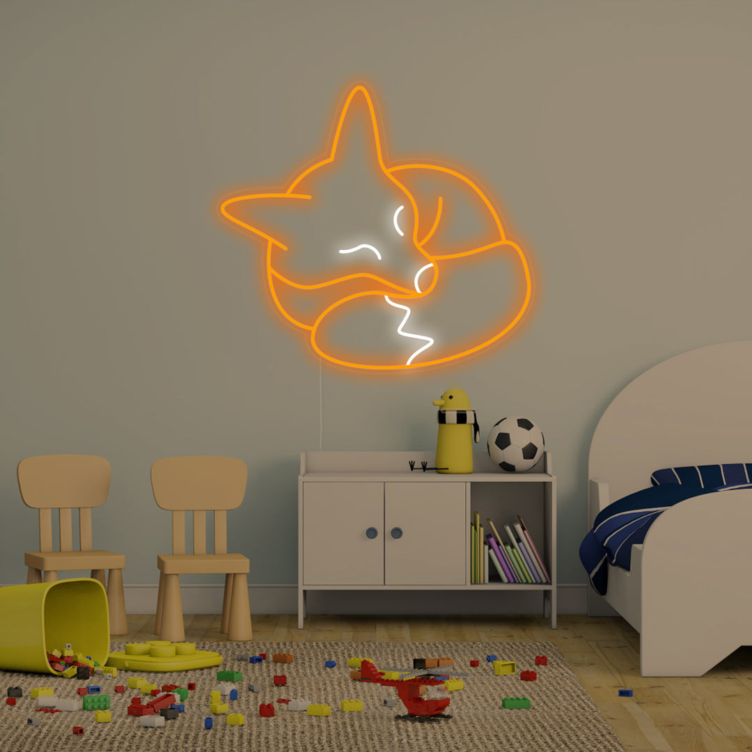 "Schlafender Fuchs, Kinderzimmer Dekoration" Neonschrift