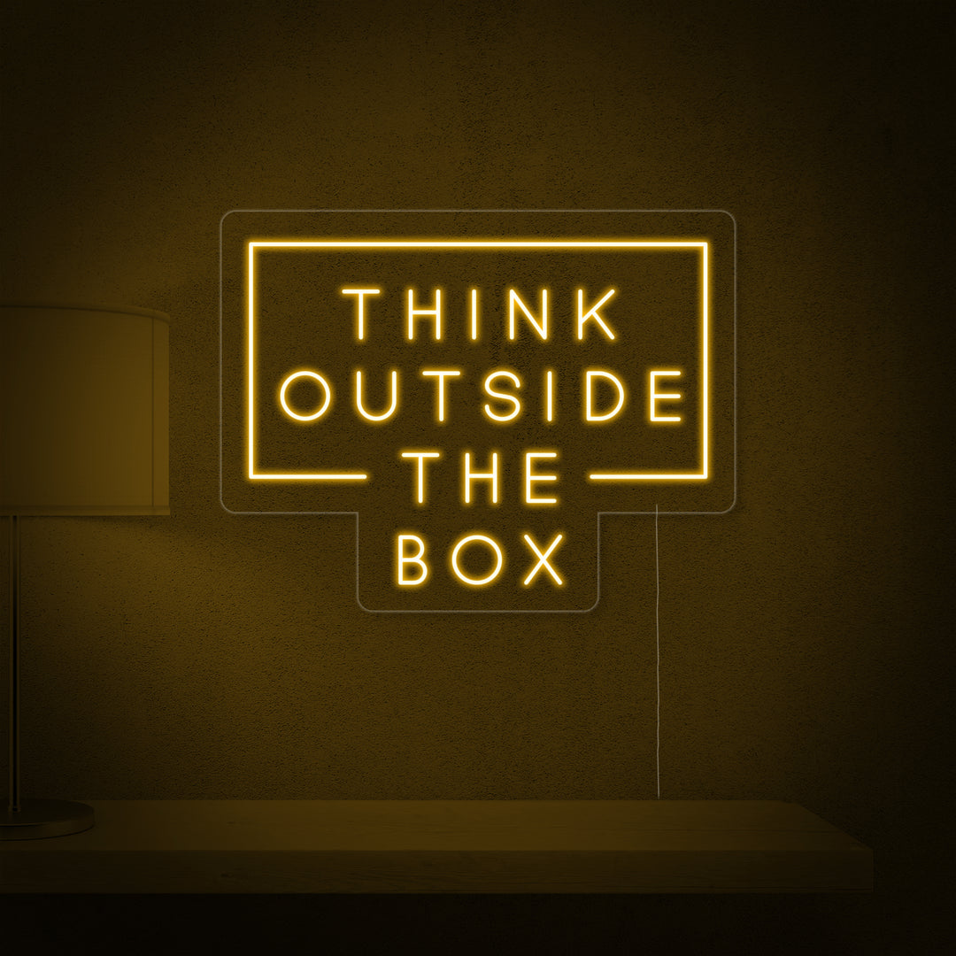 "Think Outside The Box" Neonschrift