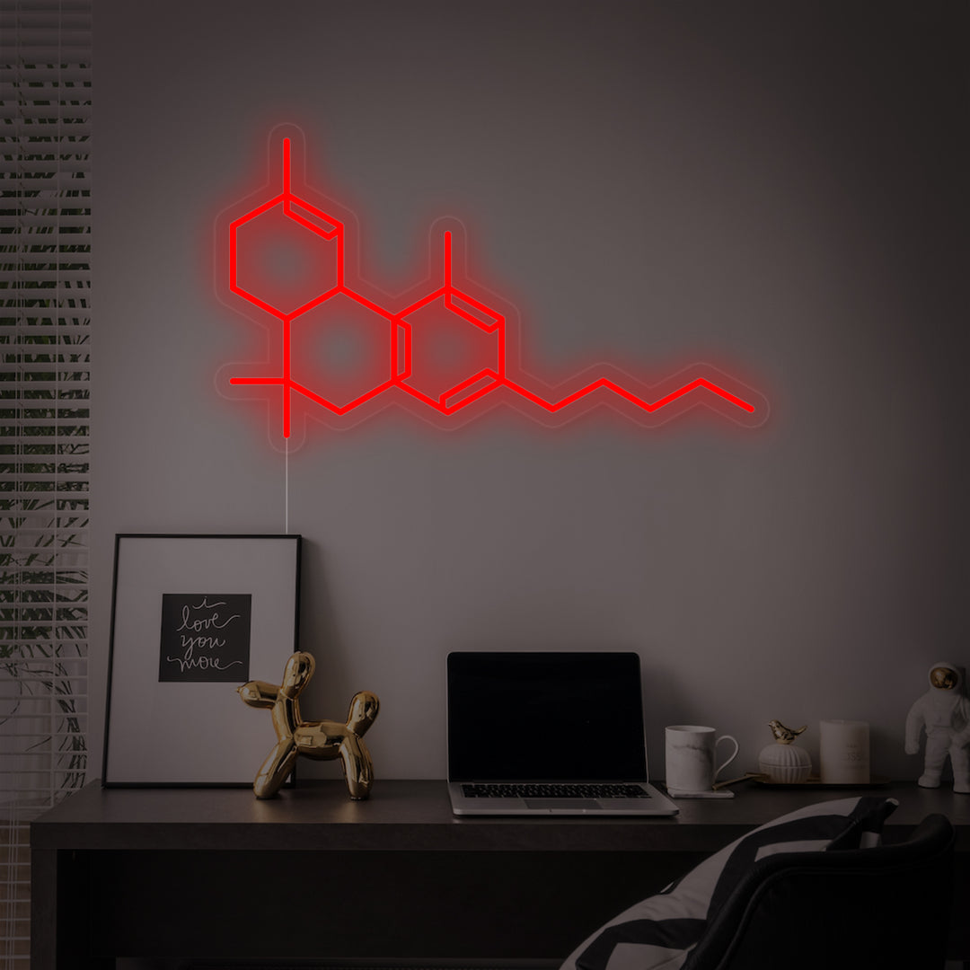 "THC-Molekül In Marijuana" Neonschrift, THC Leuchtreklame, THC Leuchtschild