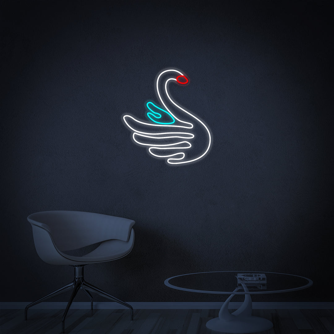 "Weißer Schwan" Neonschrift