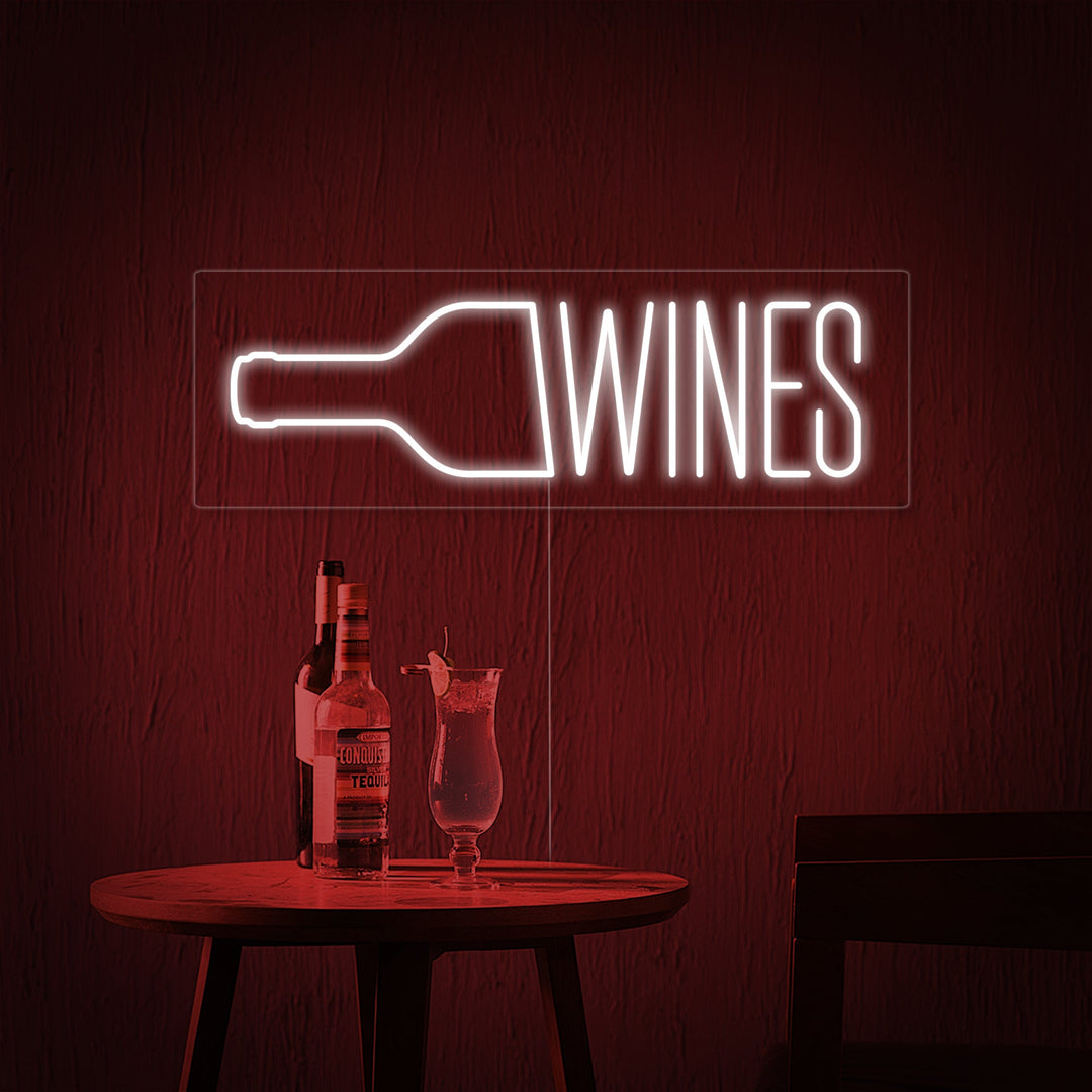 "Wine, Weinflasche, Bar" Neonschrift