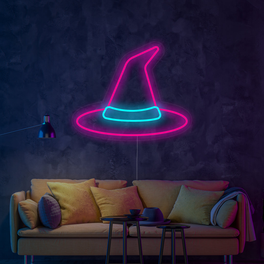 "Hexe Zauberer Hut Halloween Dekor" Neonschrift