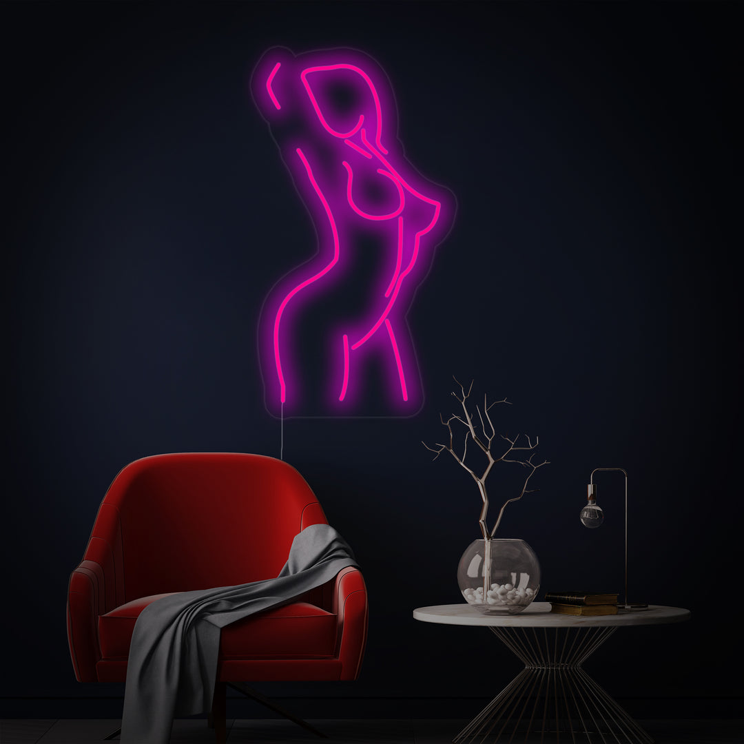 "Frau Dame Rücken Mädchen Körper" Neonschrift