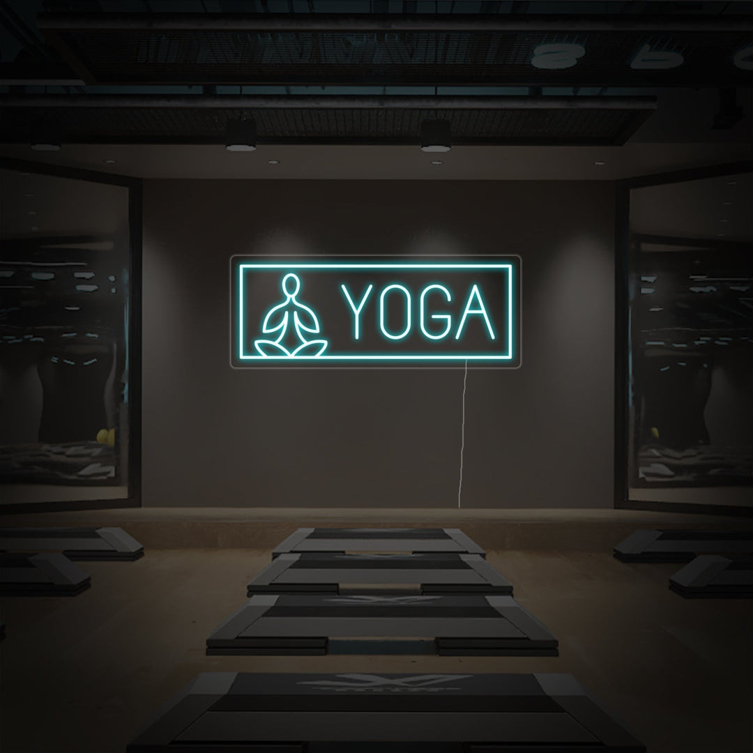 "Yoga, Meditation, Menschen" Neonschrift