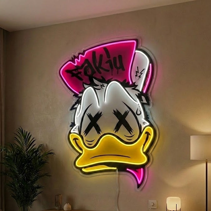 Punk Ente Cartoon Neonschild