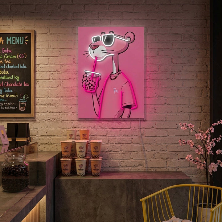 "Coole Panther-Boba-Vibes" Neonschild