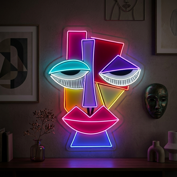 "Abstraktes Gesicht Picasso" Neonschild