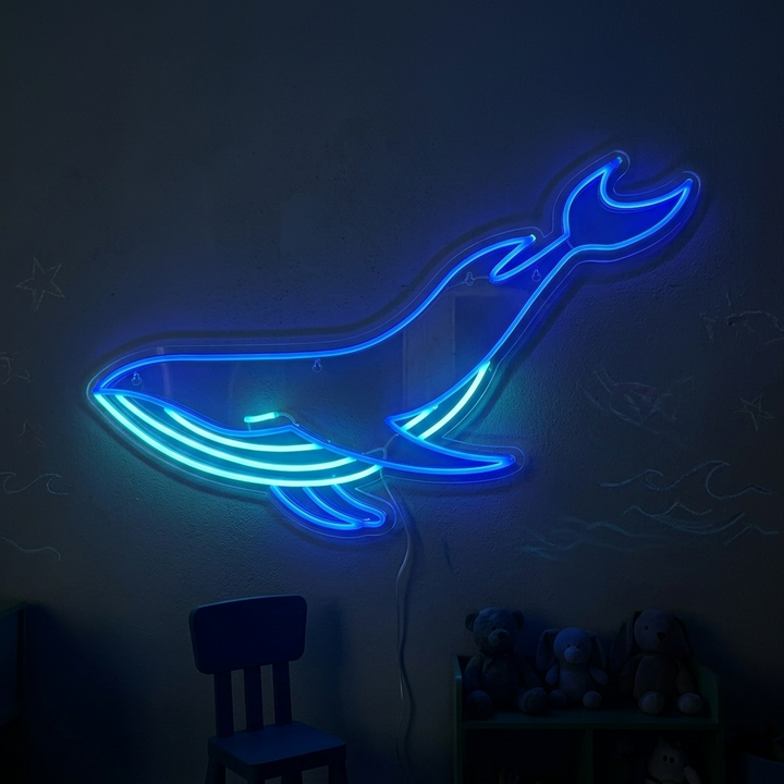 "Blauer Wal" Neonschrift
