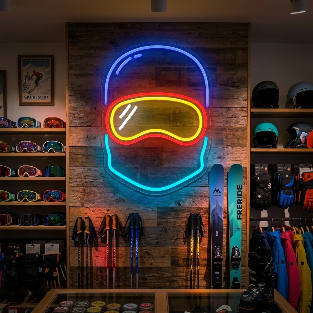 "Snowboarder Schneemann" Neonschrift