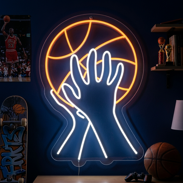 "Basketball Schießen" Neonschrift