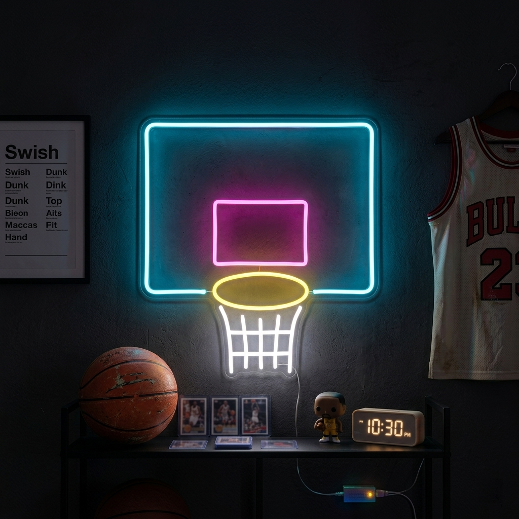 "Basketballbrett Netz" Neonschrift