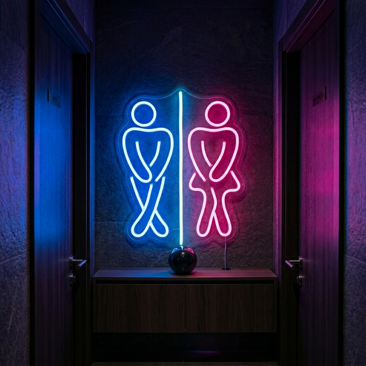 "Toilette, Junge, Mädchen, Toilette" Neonschrift