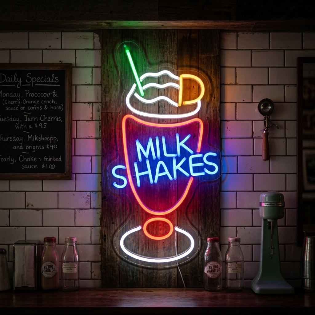 "Milk Shakes" Neonschrift