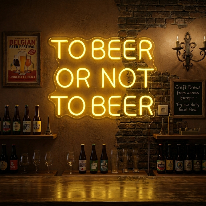 "Bierbar, To Beer Or Not To Beer" Neonschrift