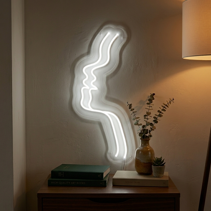 "Abstraktes Gesicht" Neonschrift