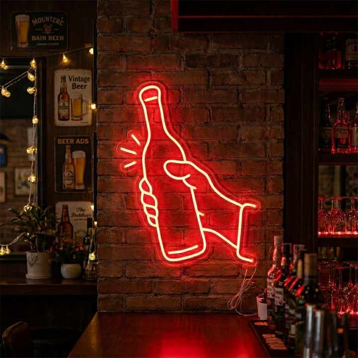"Flasche Wein" Neonschrift