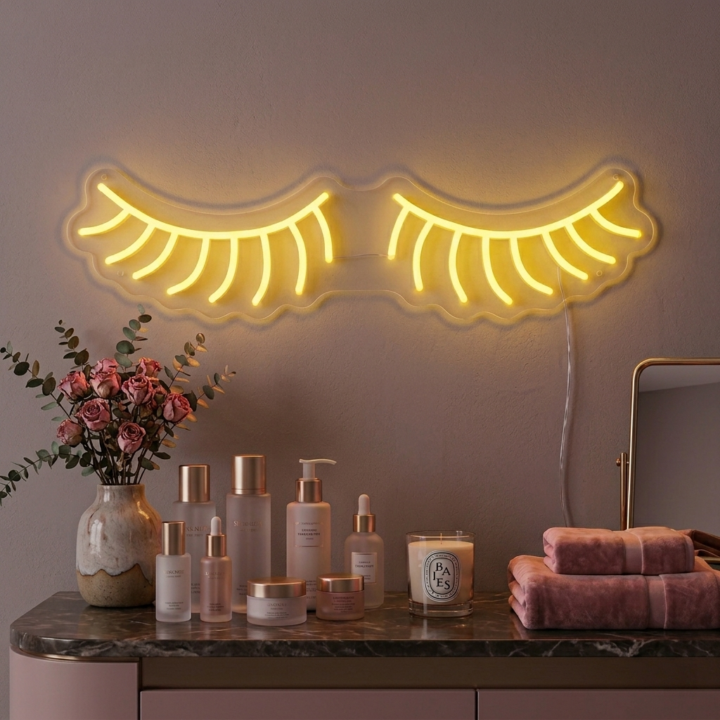 "Wimpern" Neonschrift