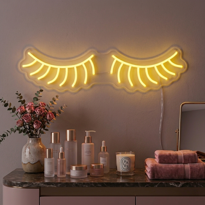 "Wimpern" Neonschrift