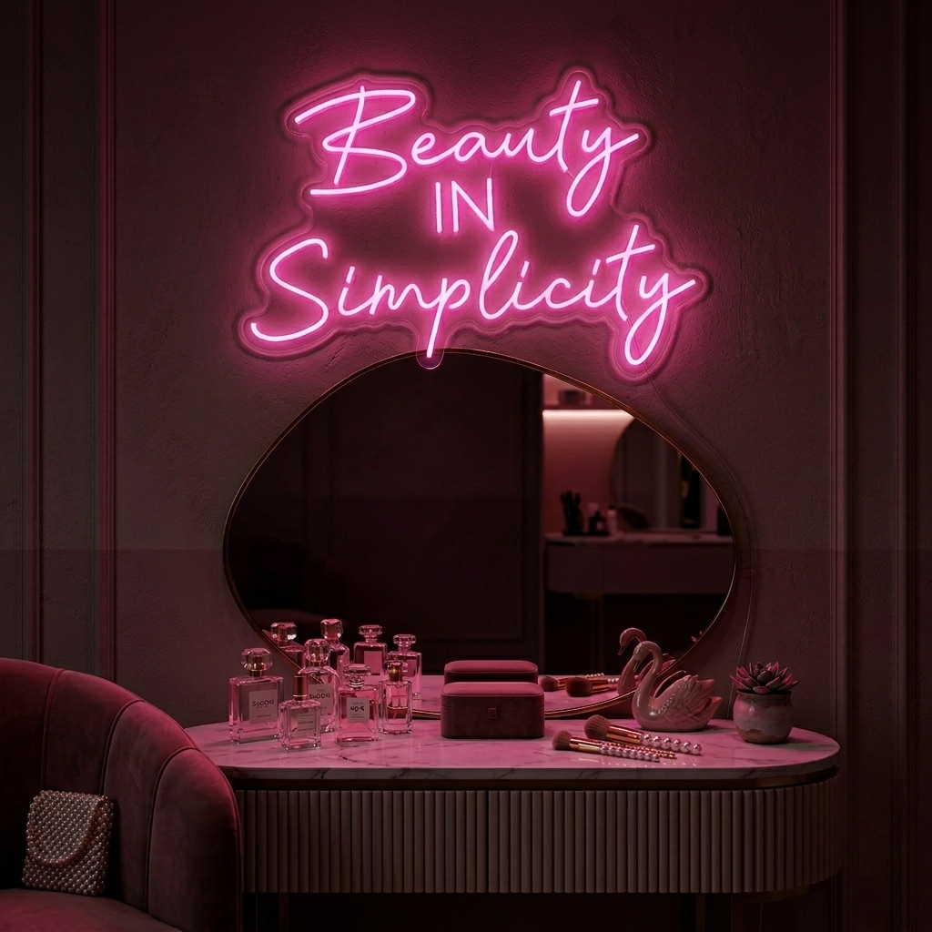"Beauty In Simplicity" Neonschrift