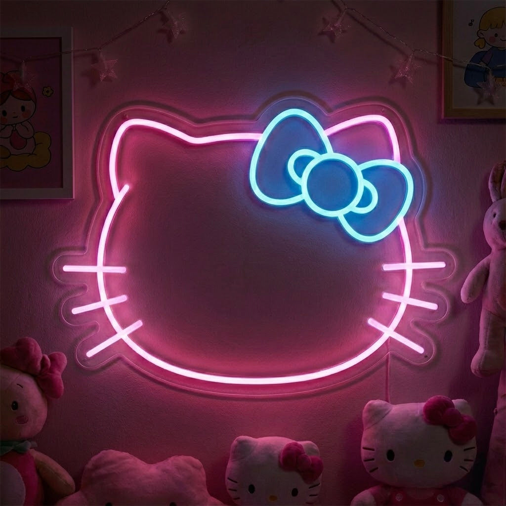 Niedliche Katzenfigur Neonschild