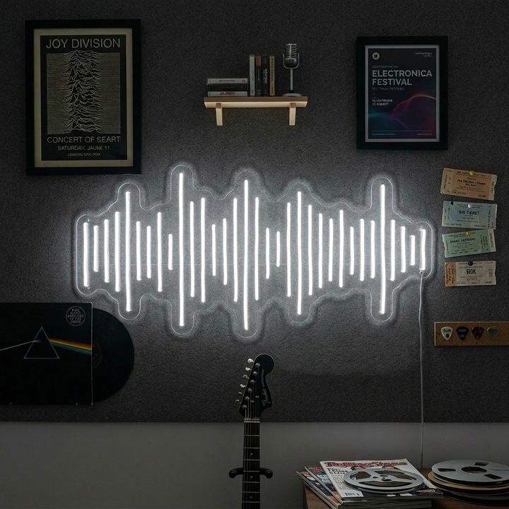 "Musik Wellen" Neonschrift