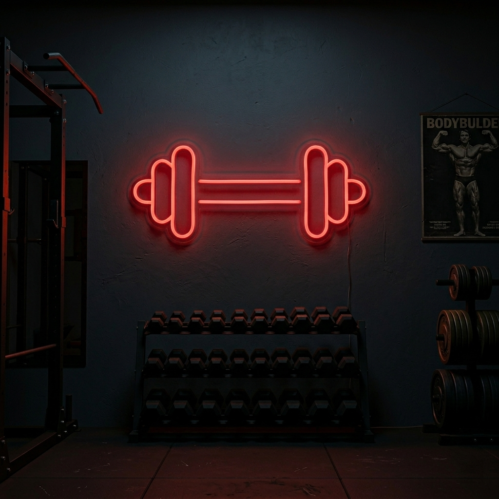 "Kurzhantel Langhantel Fitnessstudio, Fitnessstudio Dekor, Fitness Dekor" Neonschrift