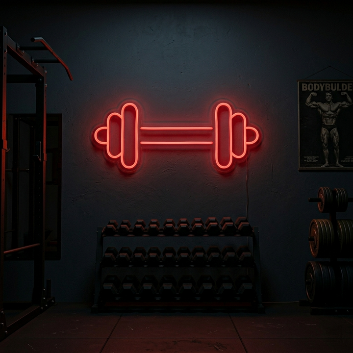 "Kurzhantel Langhantel Fitnessstudio, Fitnessstudio Dekor, Fitness Dekor" Neonschrift