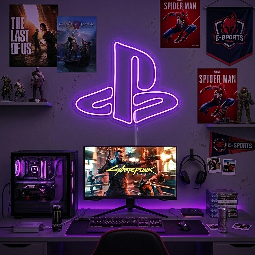 Gaming Konsole Logo Stil Neonschild