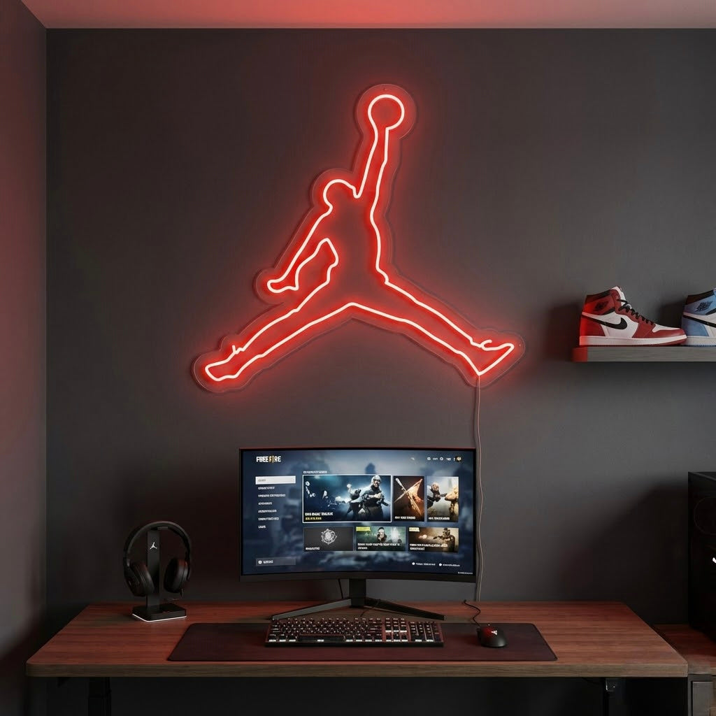 Basketball Sprung-Silhouette Neonschild